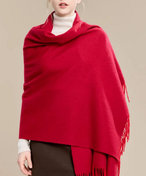 Long Wool Scarf, Soft Wool Scarf for Women, Evening Wrap, Red Winter Shawl, Elegant Shawl, Warm Cape, Fashion Scarf, Christmas Gift, Gifts for Women-Art Painting Canvas