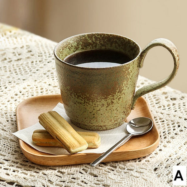 Creative Brown Green Blue Ceramic Coffee Mugs, Large Modern Handmade Pottery Coffee Cup, Large Unique Tea Cup, Large Capacity Coffee Cups-Art Painting Canvas