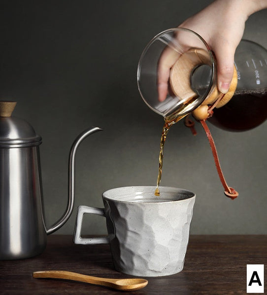 Creative Brown White Black Blue Ceramic Coffee Mugs, Modern Handmade Pottery Coffee Cup, Large Unique Tea Cup, Large Capacity Coffee Cups-Art Painting Canvas