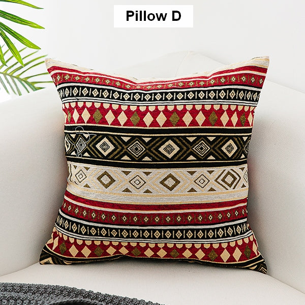 Unique Bohemian Decorative Sofa Pillows, Extra Large Geometric Pattern Chenille Throw Pillows, Oriental Throw Pillow for Couch-Art Painting Canvas