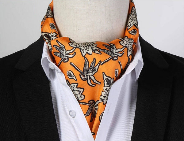 Casual Silk Scarf Men, Lightweight Short Silk Scarf, Mens Dress Silk Scarf, Short Silk Ascot Men, Silk Scarf For Blazer, Mens Summer Silk Scarf-Art Painting Canvas