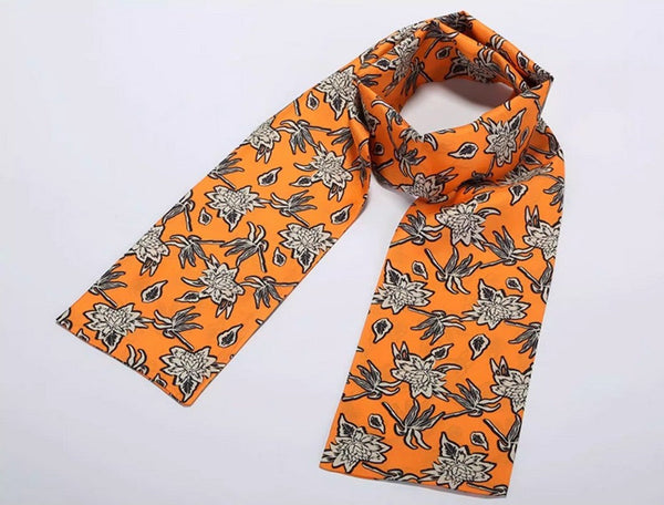 Casual Silk Scarf Men, Lightweight Short Silk Scarf, Mens Dress Silk Scarf, Short Silk Ascot Men, Silk Scarf For Blazer, Mens Summer Silk Scarf-Art Painting Canvas