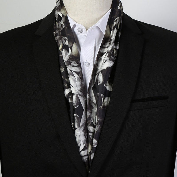 Lightweight Short Silk Scarf, Casual Silk Scarf Men, Mens Dress Silk Scarf, Short Silk Ascot Men, Silk Scarf For Blazer, Mens Summer Silk Scarf-Art Painting Canvas