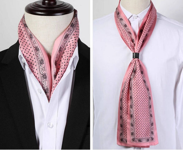 Mens Dress Silk Scarf, Short Silk Ascot Men, Lightweight Short Silk Scarf, Casual Silk Scarf Men, Silk Scarf For Blazer, Mens Summer Silk Scarf-Art Painting Canvas