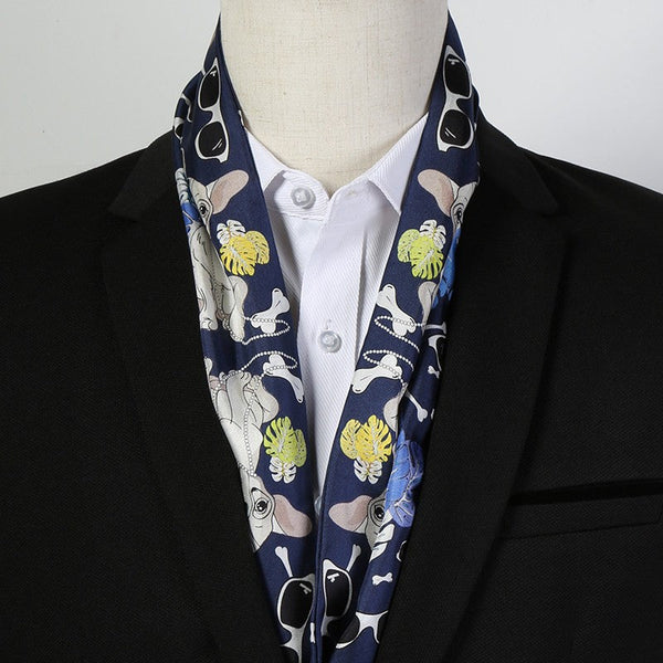 Short Silk Ascot Men, Silk Scarf For Blazer, Mens Summer Silk Scarf, Narrow Pure Silk Scarf, Short Silk Neckerchief Men, Soft Silk Short Scarf, Business Slim Silk Scarf, Mens Thin Silk Neck Scarf-Art Painting Canvas