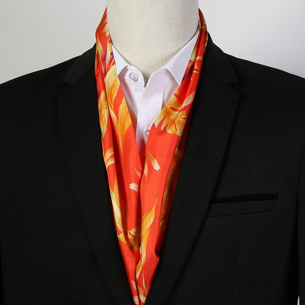 Narrow Pure Silk Scarf, Short Silk Neckerchief Men, Short Silk Ascot Men, Silk Scarf For Blazer, Mens Summer Silk Scarf, Soft Silk Short Scarf, Business Slim Silk Scarf, Mens Thin Silk Neck Scarf-Art Painting Canvas