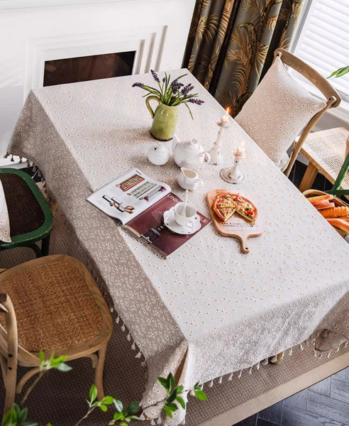 Rustic Flower Pattern Table Covers for Kitchen, Large Rectangle Tablecloth for Dining Room Table, Linen Rectangular Tablecloth for Oval Table, Country Farmhouse Tablecloth-Art Painting Canvas