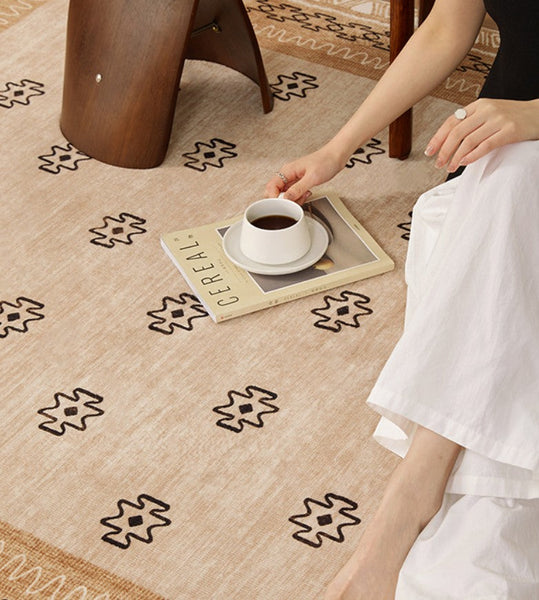 Abstract Contemporary Modern Rugs, Modern Rugs for Dining Room, Geometric Contemporary Rugs Next to Bed, Mid Century Area Rugs for Living Room-Art Painting Canvas