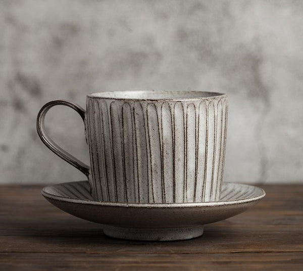 Cappuccino Coffee Mug, Coffee Cup and Saucer Set, Latte Coffee Cup, Breakfast Milk Cup, Large Coffee Cup, Pottery Coffee Cups-Art Painting Canvas