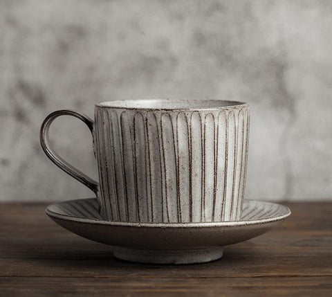 Cappuccino Coffee Mug, Coffee Cup and Saucer Set, Latte Coffee Cup, Breakfast Milk Cup, Large Coffee Cup, Pottery Coffee Cups-Art Painting Canvas
