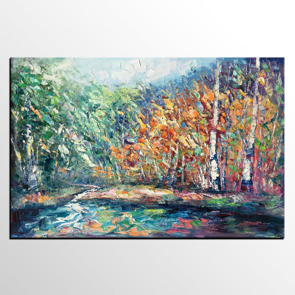 Landscape Painting, Autumn Tree Wall Art, Large Canvas Art, Custom Large Original Artwork, Canvas Painting-Art Painting Canvas