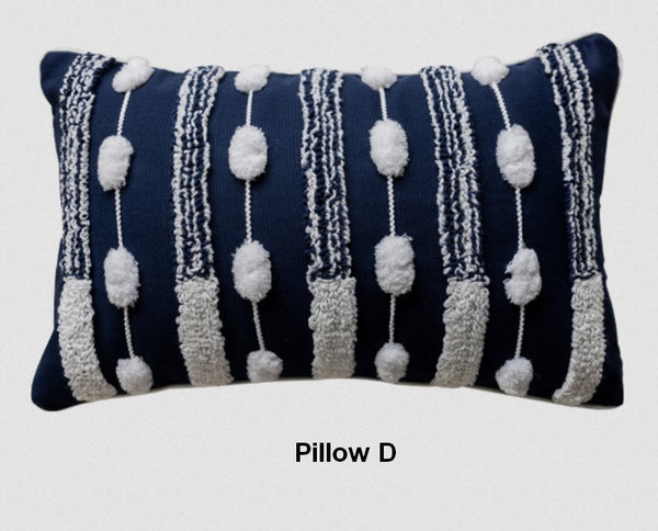 Blue Square Modern Decorative Pillows for Couch, Contemporary Modern Sofa Pillows, Modern Decorative Pillows for Bedroom, Decorative Pillow Covers-Art Painting Canvas