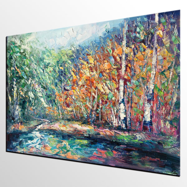 Landscape Painting, Autumn Tree Wall Art, Large Canvas Art, Custom Large Original Artwork, Canvas Painting-Art Painting Canvas