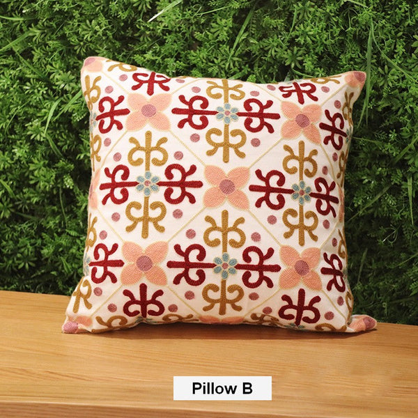 Cotton Flower Decorative Pillows, Decorative Sofa Pillows, Embroider Flower Cotton Pillow Covers, Farmhouse Decorative Throw Pillows for Couch-Art Painting Canvas