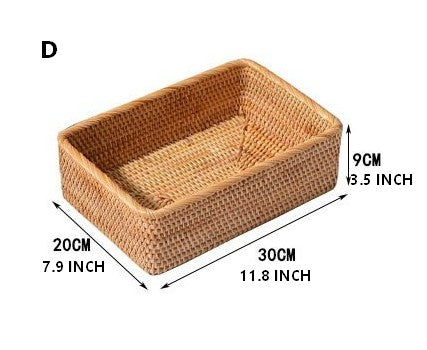 Rectangular Storage Basket for Living Room, Small Kitchen Storage Baskets, Woven Storage Baskets, Rattan Storage Baskets for Shelves-Art Painting Canvas