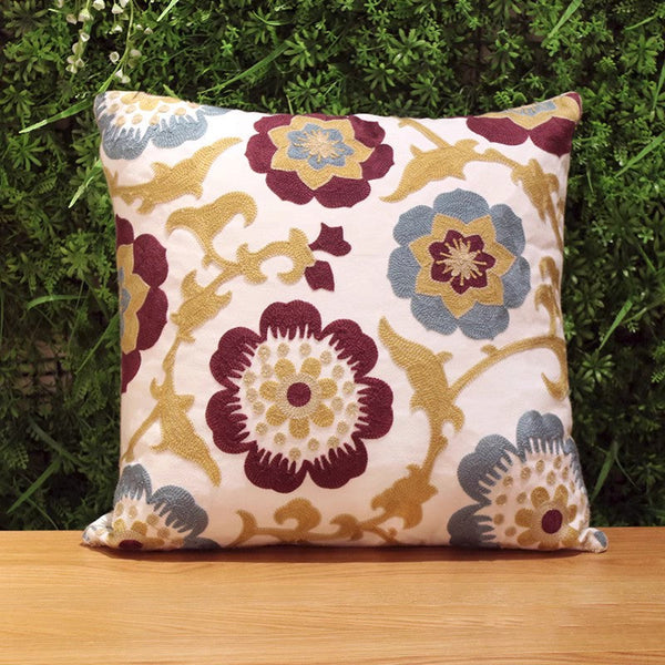 Cotton Flower Decorative Pillows, Decorative Sofa Pillows, Embroider Flower Cotton Pillow Covers, Farmhouse Decorative Throw Pillows for Couch-Art Painting Canvas