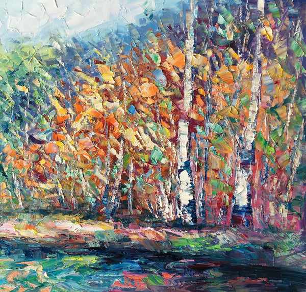 Landscape Painting, Autumn Tree Wall Art, Large Canvas Art, Custom Large Original Artwork, Canvas Painting-Art Painting Canvas