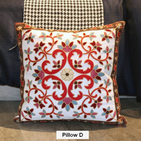 Cotton Flower Decorative Pillows, Decorative Sofa Pillows, Embroider Flower Cotton Pillow Covers, Farmhouse Decorative Throw Pillows for Couch-Art Painting Canvas