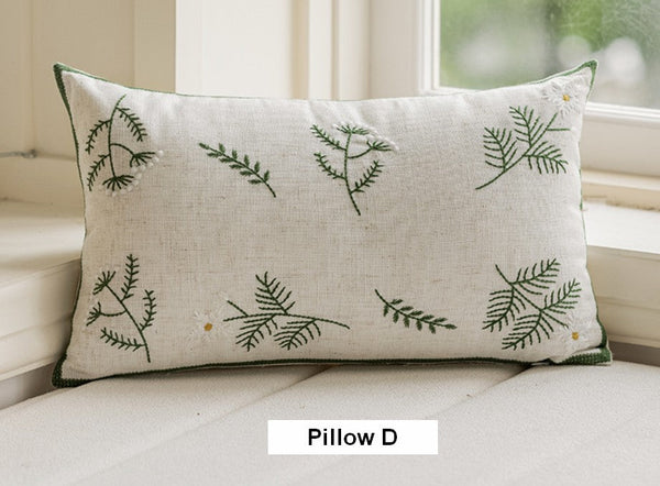 Embroider Flower Cotton Pillow Covers, Decorative Pillows for Sofa, Farmhouse Decorative Pillows for Couch, Spring Flower Decorative Pillows for Bedroom-Art Painting Canvas