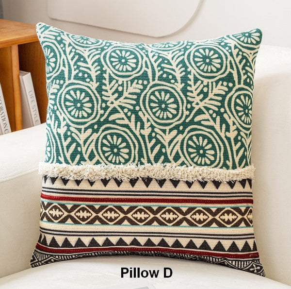 Decorative Throw Pillows for Living Room, Bohemian Decorative Sofa Pillows, Geometric Modern Pillows, Oriental Square Pillows for Couch-Art Painting Canvas
