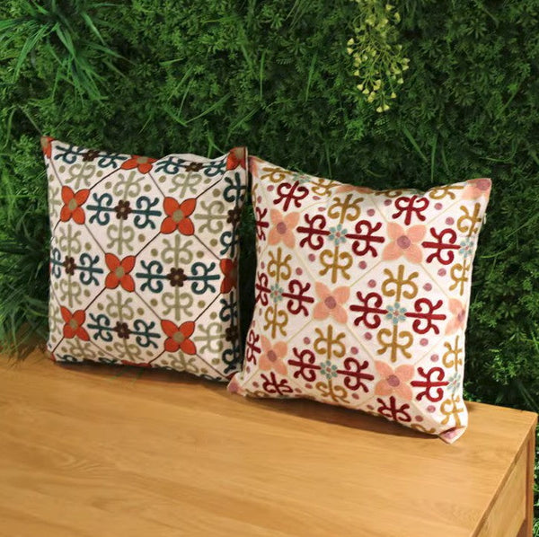 Decorative Sofa Pillows, Cotton Flower Decorative Pillows, Embroider Flower Cotton Pillow Covers, Farmhouse Decorative Throw Pillows for Couch-Art Painting Canvas