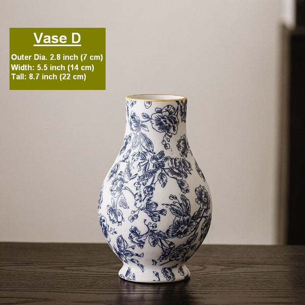 Porcelain Flower Vases, Modern Ceramic Bouquet Vases, Centerpiece on Dining Table, Flower Vase on Table, Handmade Water Holding Flower Vases-Art Painting Canvas
