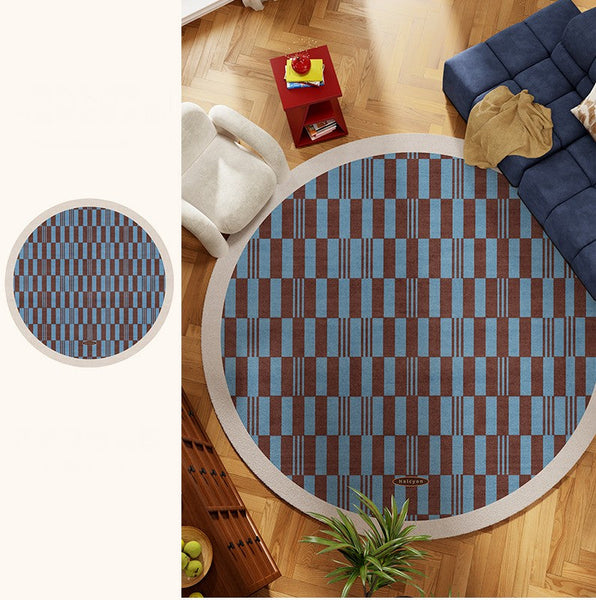Modern Rugs for Dining Room, Geometric Modern Rugs for Living Room, Mid Century Circular Rugs for Bedroom, Abstract Contemporary Round Rugs under Chairs-Art Painting Canvas