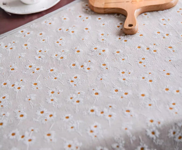 Rustic Flower Pattern Table Covers for Kitchen, Large Rectangle Tablecloth for Dining Room Table, Linen Rectangular Tablecloth for Oval Table, Country Farmhouse Tablecloth-Art Painting Canvas