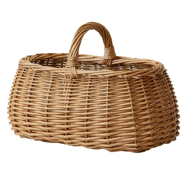 Hand-woven Wicker Storage Basket, Small Picnic Storage Basket with Handle, Willow Weaving Baskets for Vegetable, Natural Fruit Basket, Kitchen Storage Baskets-Art Painting Canvas