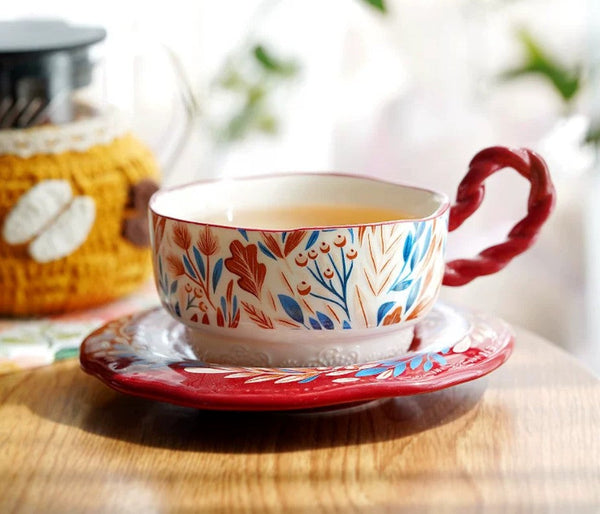 Ceramic Coffee Cup Set, Tea Cup With Saucer, Coffee Cup With Saucer, Porcelain Tea Cup Set, British Afternoon Tea Set, Gift Box Tea Set-Art Painting Canvas