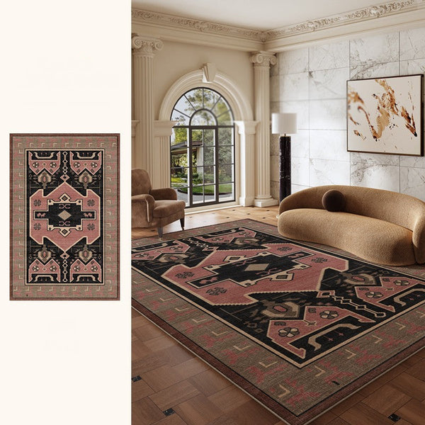 Large Modern Rugs under Dining Room Table, Contemporary Abstract Rugs Next to Bed, Vintage Soft Turkish Rug for Living Room, Geometric Modern Carpets for Office-Art Painting Canvas