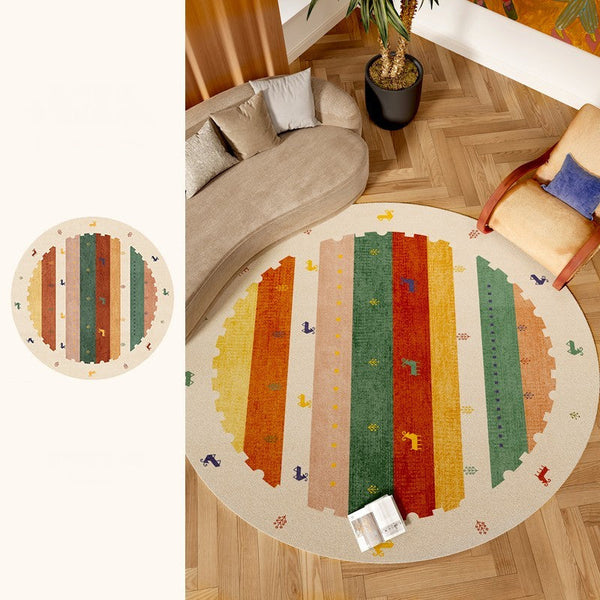 Modern Rugs for Children's Room, Geometric Modern Rug Ideas for Living Room, Circular Modern Rugs for Bathroom, Abstract Contemporary Round Rugs for Dining Room-Art Painting Canvas