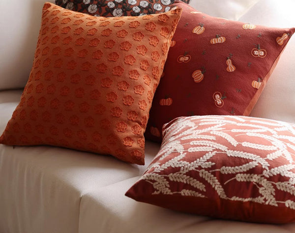 Decorative Pillows for Couch, Farmhouse Sofa Decorative Pillows, Wheat Stalk Pumpkin Decorative Throw Pillows, Embroider Cotton Pillow Covers-Art Painting Canvas