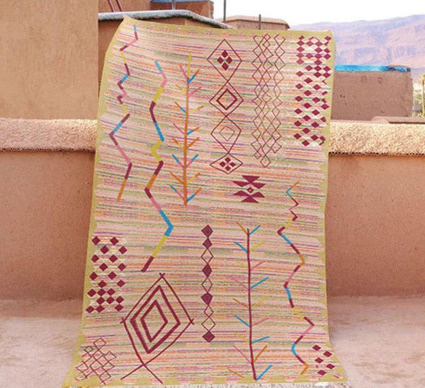 Bedroom Vintage Rugs, Morocco Rugs for Dining Room, Vintage Persian Rugs, Extra Large Traditional Colorful Moroccan Rug, Oversized Area Rugs for Living Room-Art Painting Canvas