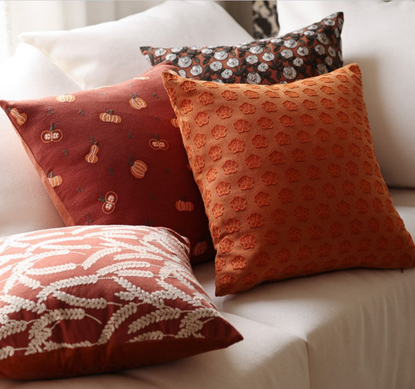 Decorative Pillows for Couch, Farmhouse Sofa Decorative Pillows, Wheat Stalk Pumpkin Decorative Throw Pillows, Embroider Cotton Pillow Covers-Art Painting Canvas