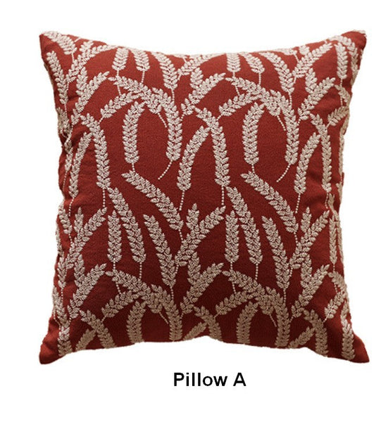 Decorative Pillows for Couch, Farmhouse Sofa Decorative Pillows, Wheat Stalk Pumpkin Decorative Throw Pillows, Embroider Cotton Pillow Covers-Art Painting Canvas