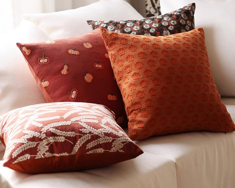 Decorative Pillows for Couch, Farmhouse Sofa Decorative Pillows, Wheat Stalk Pumpkin Decorative Throw Pillows, Embroider Cotton Pillow Covers-Art Painting Canvas