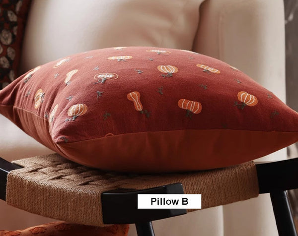 Decorative Pillows for Couch, Farmhouse Sofa Decorative Pillows, Wheat Stalk Pumpkin Decorative Throw Pillows, Embroider Cotton Pillow Covers-Art Painting Canvas