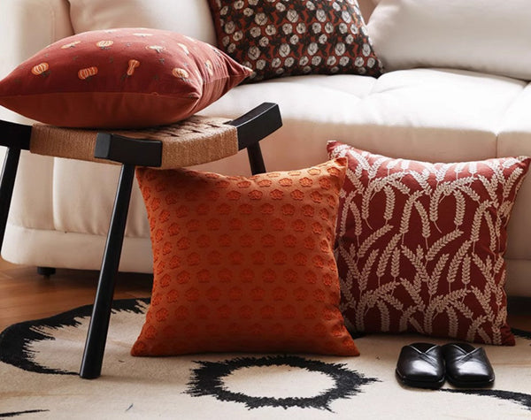 Decorative Pillows for Couch, Farmhouse Sofa Decorative Pillows, Wheat Stalk Pumpkin Decorative Throw Pillows, Embroider Cotton Pillow Covers-Art Painting Canvas