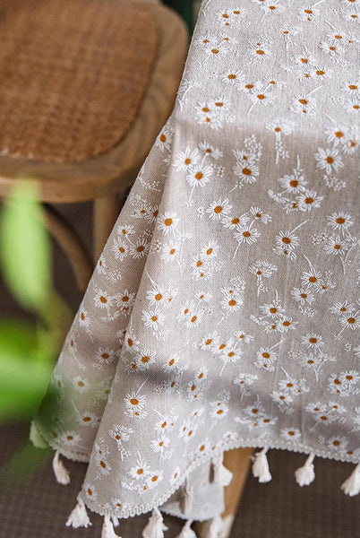 Rustic Flower Pattern Table Covers for Kitchen, Large Rectangle Tablecloth for Dining Room Table, Linen Rectangular Tablecloth for Oval Table, Country Farmhouse Tablecloth-Art Painting Canvas