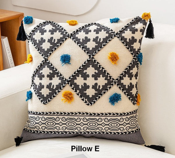 Decorative Throw Pillows for Living Room, Bohemian Decorative Sofa Pillows, Geometric Modern Pillows, Oriental Square Pillows for Couch-Art Painting Canvas