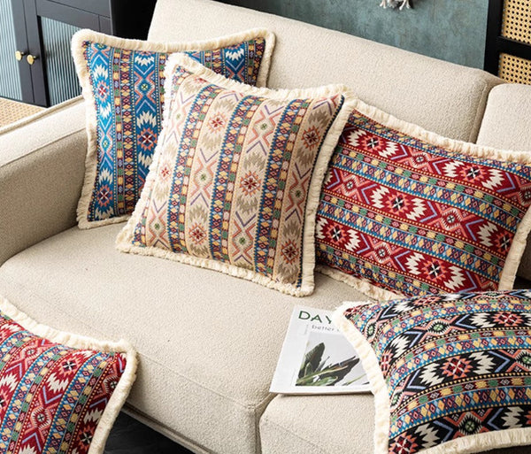 Decorative Throw Pillows for Bedroom, Bohemian Decorative Sofa Pillows for Living Room, Extra Large Modern Geometric Pillows, Oriental Throw Pillow for Couch-Art Painting Canvas