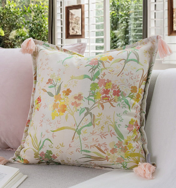 Embroidered Floral Bird Pattern Pillow Covers, Living Room Decorative Pillows, Modern Decorative Cushions, Decorative Pillows for Bed, Decorative Pillow Arrangement Ideas for Interior Design-Art Painting Canvas