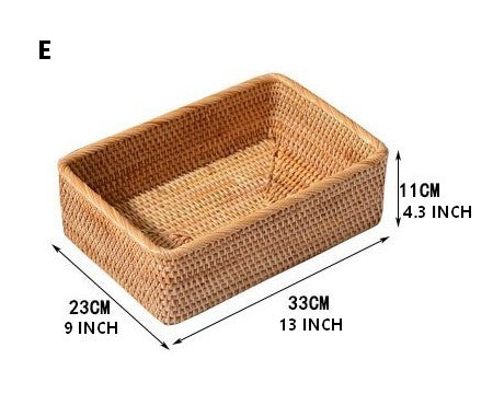 Rectangular Storage Basket for Living Room, Small Kitchen Storage Baskets, Woven Storage Baskets, Rattan Storage Baskets for Shelves-Art Painting Canvas