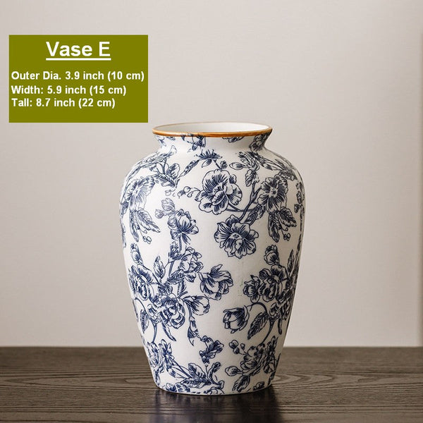 Porcelain Flower Vases, Modern Ceramic Bouquet Vases, Centerpiece on Dining Table, Flower Vase on Table, Handmade Water Holding Flower Vases-Art Painting Canvas