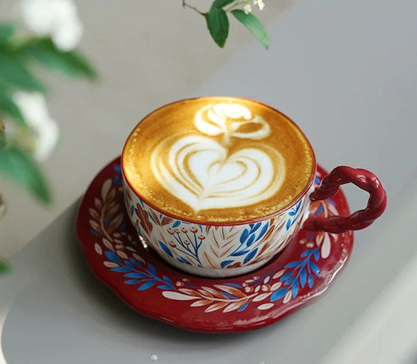 Porcelain Tea Cup Set, Ceramic Coffee Cup Set, Tea Cup With Saucer, Coffee Cup With Saucer, British Afternoon Tea Set, Gift Box Tea Set-Art Painting Canvas