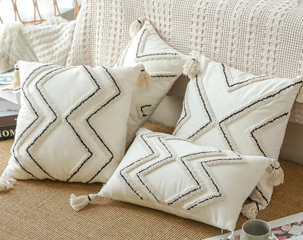 Beige Decorative Throw Pillows, Geometric Square Modern Throw Pillows for Couch, Contemporary Throw Pillow for Interior Design-Art Painting Canvas
