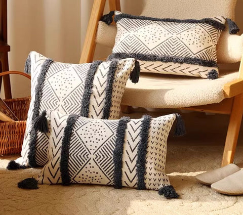 Decorative Sofa Pillow Covers, Oriental Square Pillows for Couch, Decorative Throw Pillows for Dining Room, Bohemian Geometric Modern Pillows-Art Painting Canvas