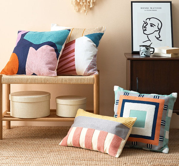 Large Modern Sofa Cushion, Decorative Pillow Covers, Modern Pillows for Couch, Abstract Decorative Throw Pillows for Living Room-Art Painting Canvas