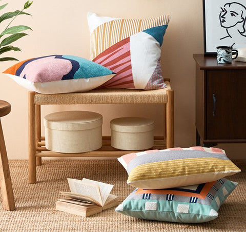 Large Modern Sofa Cushion, Decorative Pillow Covers, Modern Pillows for Couch, Abstract Decorative Throw Pillows for Living Room-Art Painting Canvas